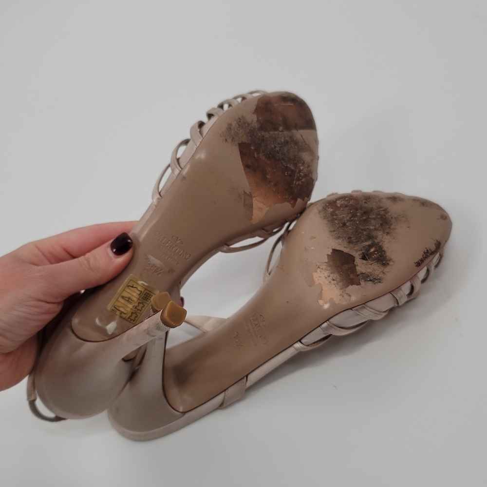 Valentino Garavani Satin Slingback Bow Platform Sandals Size 38.5 with Box - Picture 10 of 11
